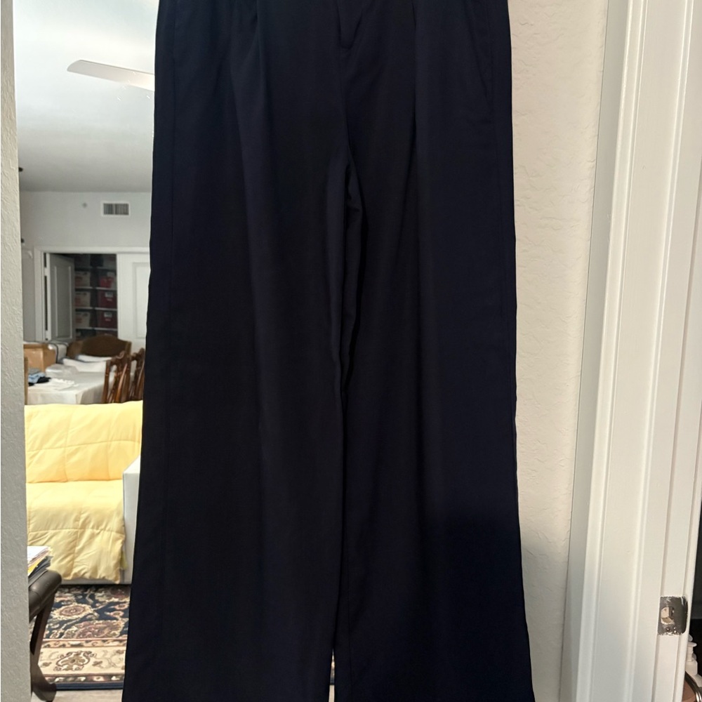 Dark Navy Blue Wide-Leg Women's Pants — Sleek Everyday Trousers